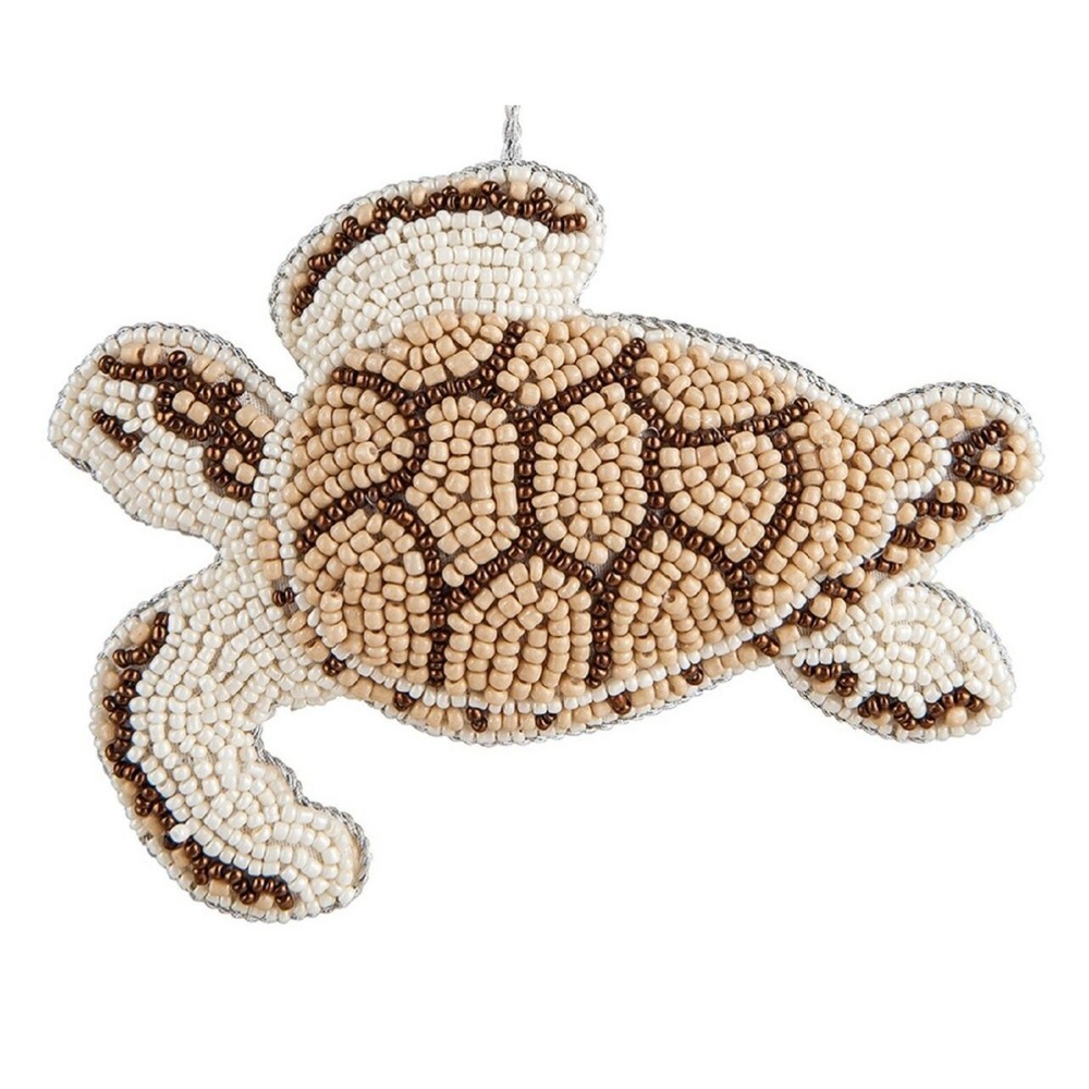 Beaded Sea Turtle Ornament Coastal Beach Nautical Decor‎ Hanging Accent